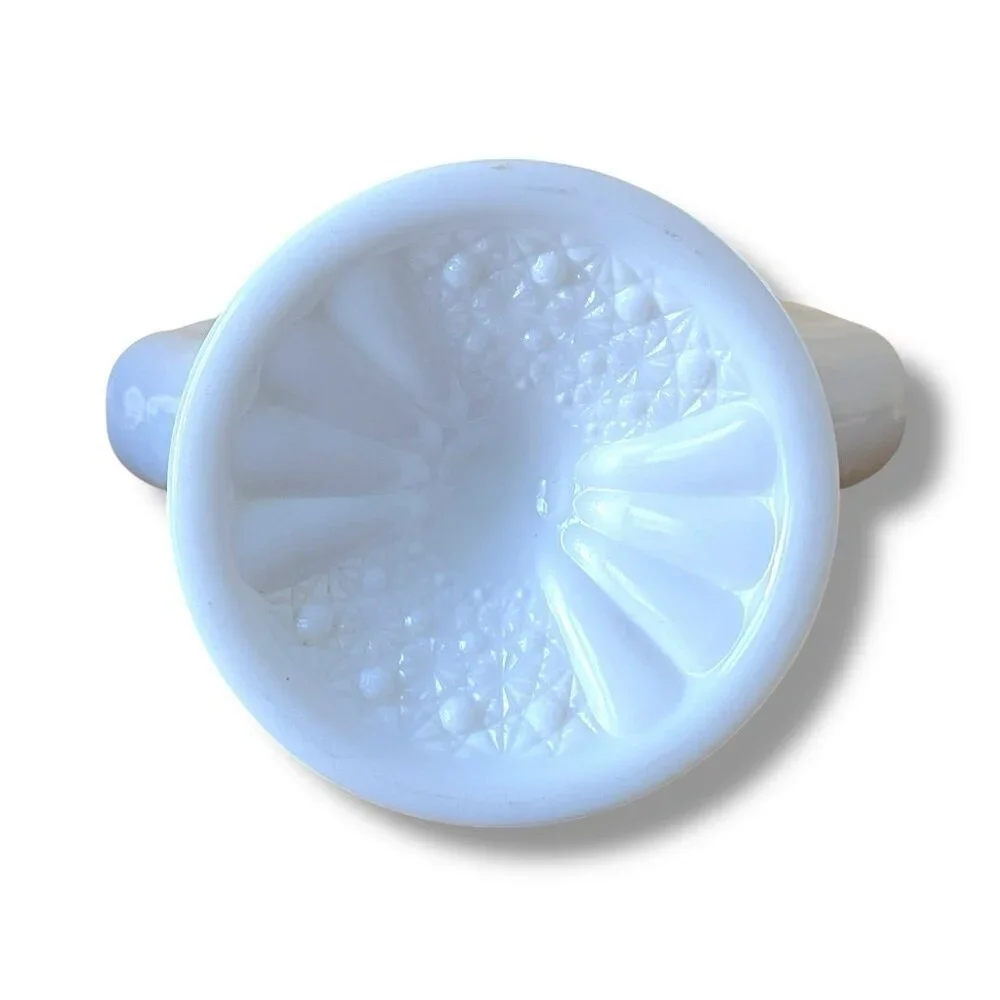 Vintage Fenton Daisy and Button Fan Vase White Milk Glass Cottagecore Farmhouse